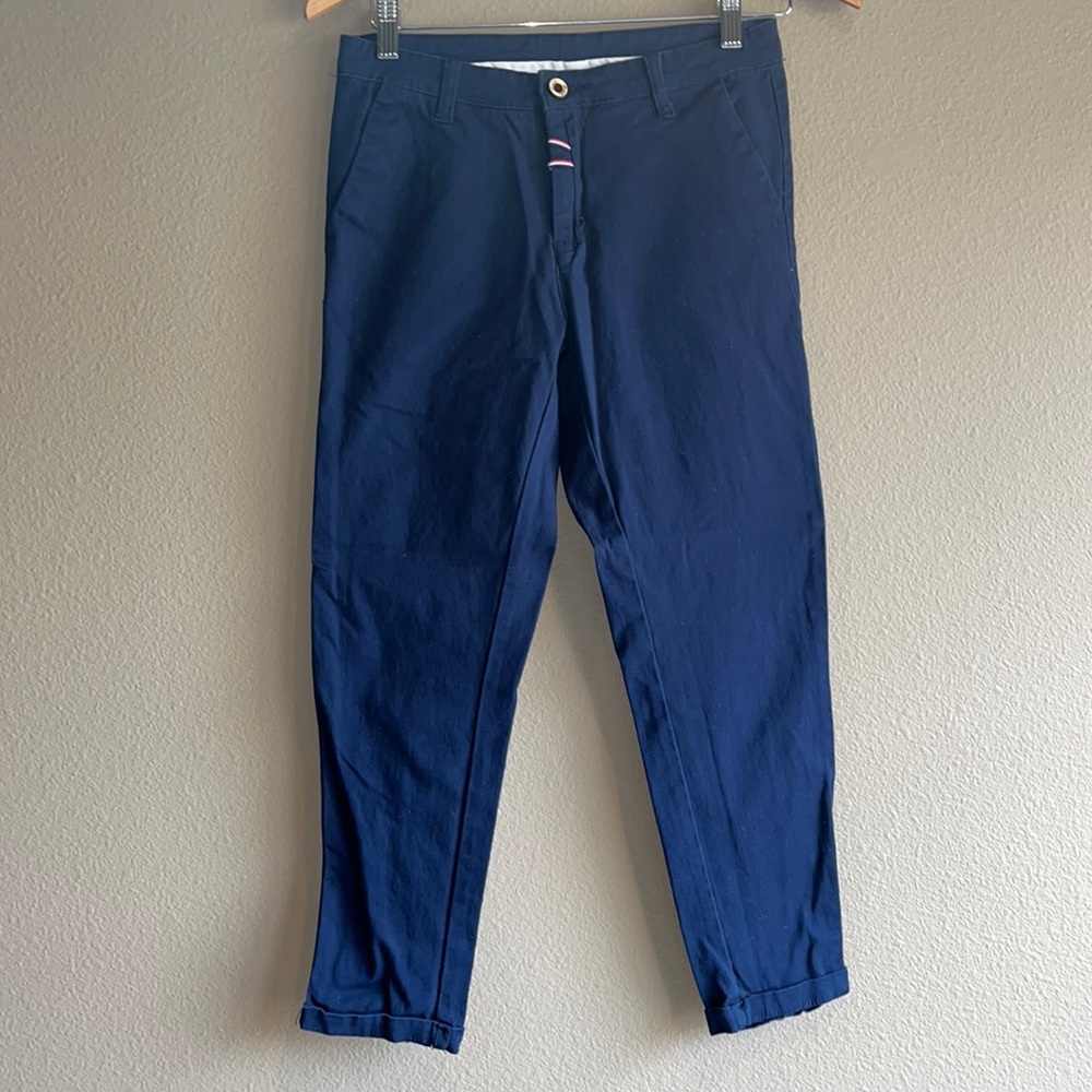 Navy Cuffed Skinny Trousers